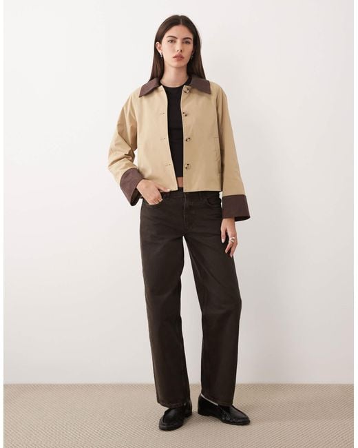 Vila Natural Cord Trim Barn Jacket