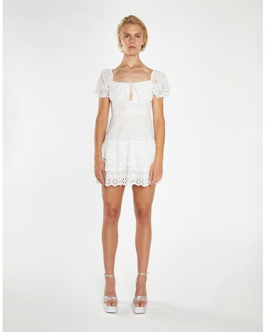 Collective The Label White Milkmaid Broderie Mini Dress