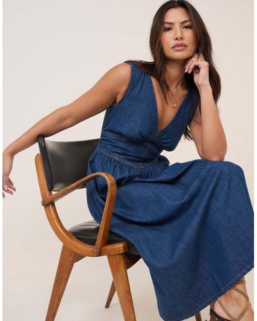 Nobody's Child Blue Mid-Wash Jackson Denim Midi Dress