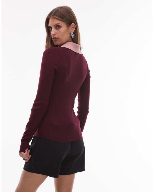 & Other Stories Red Wool Blend Knitted Top