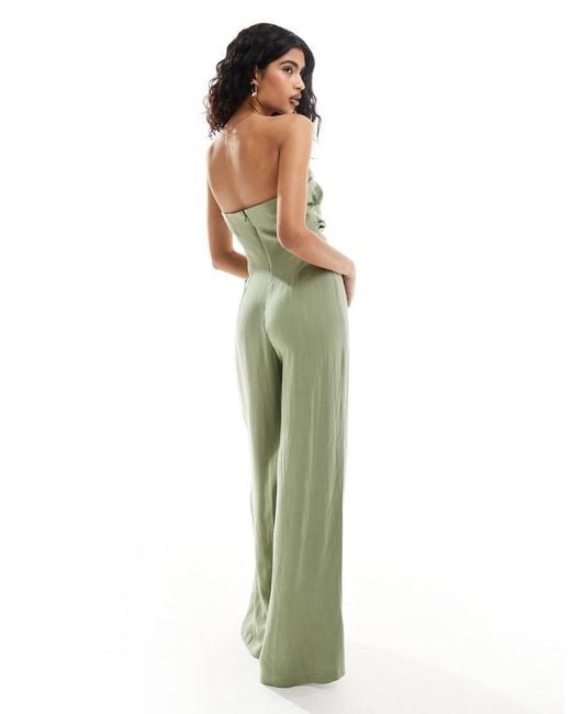 ASOS Green Drape Detail Bandeau Jumpsuit