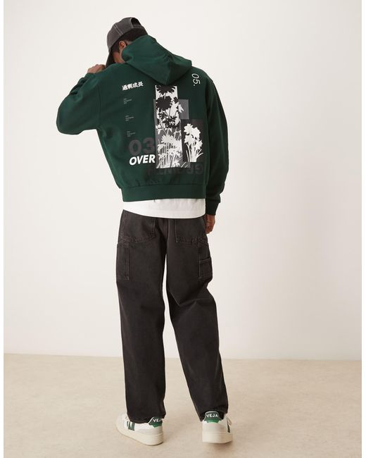 ASOS – kastiger oversize-kapuzenpullover in Green für Herren