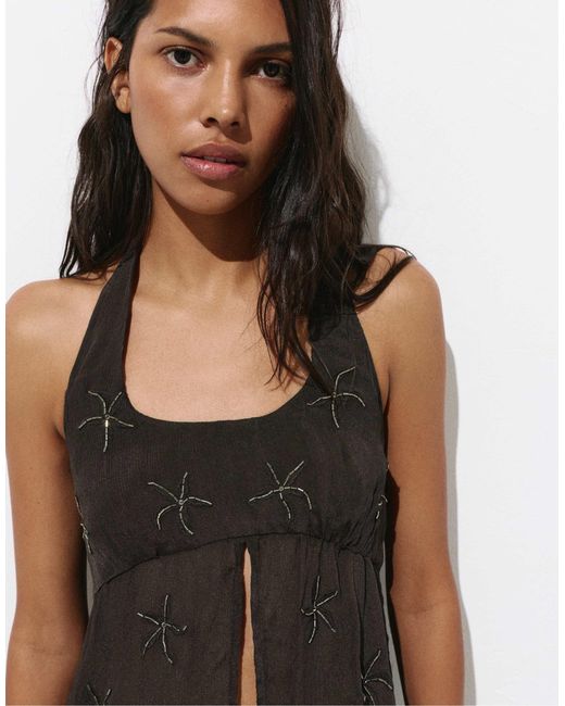 Top dos nu orné Pull&Bear en coloris Black