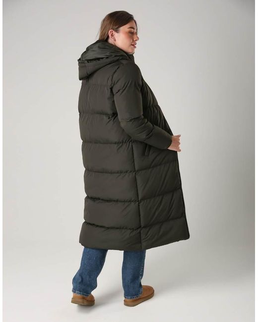 French Connection Green Longline Quilted Puffer Jacket With Hood