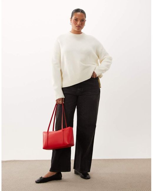 ASOS White Asos Design Curve Boxy Jumper With Side Split Detail