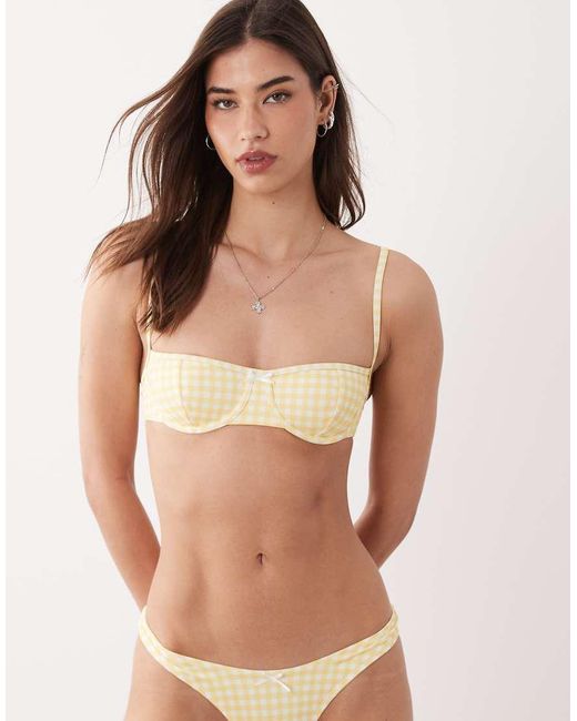 Free Society Yellow Gingham Underwire Bikini Top