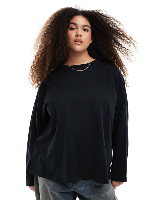ASOS Black Asos design curve – langärmliges skater-t-shirt
