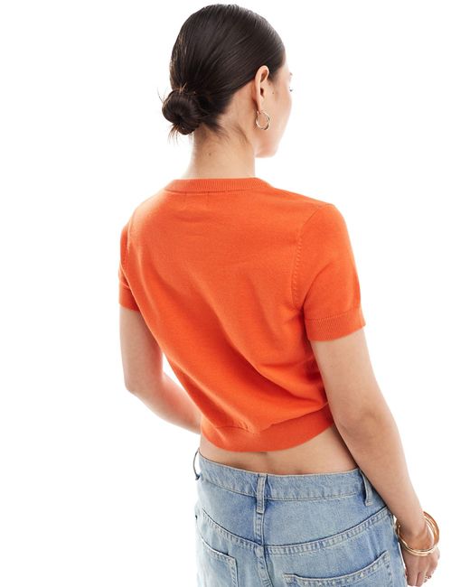 ASOS Orange Knitted Short Sleeve Cardigan