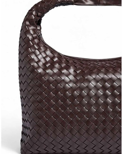 NA-KD Brown Woven Rounded Tote Bag