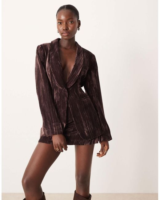 brown tie waist blazer