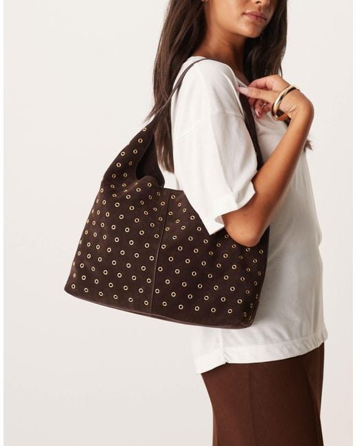 Mango Brown – große schultertasche aus 100% wildleder
