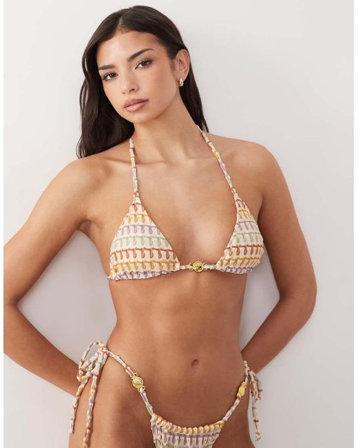 Candypants Pink Chevron Triangle Bikini Top