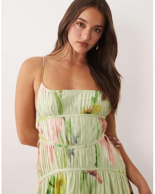 ASOS Green Ruched Backless Cami Maxi Dress