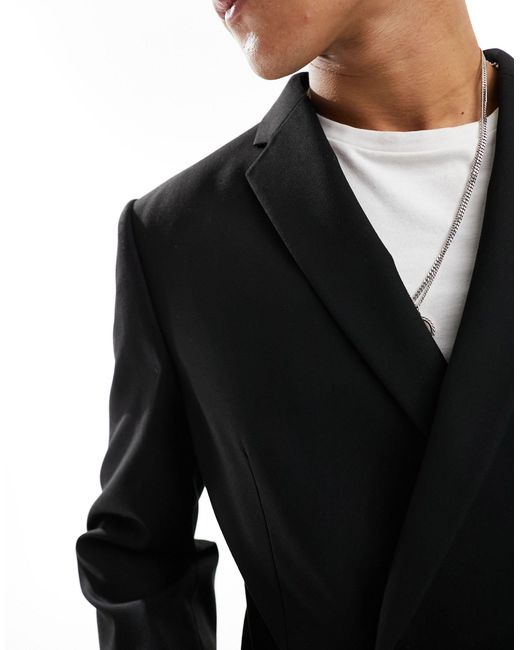 ASOS Black Slim Double Breasted Suit Jacket for men