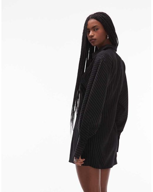 Vestito Camicia Corto Gessato Stretto di ASOS in Black