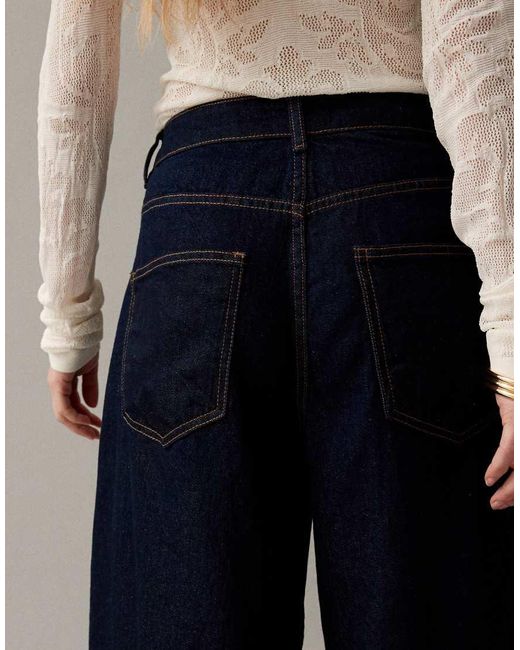 ASOS Blue High Waisted Horseshoe Barrel Leg Jeans
