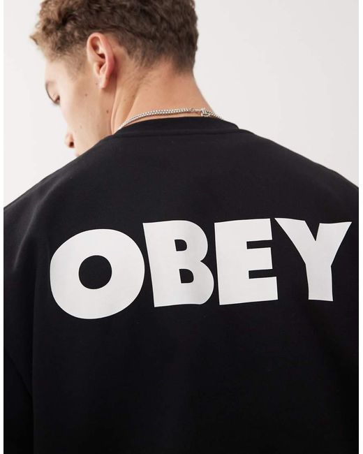 Sudadera Negra Con Gráfico En Negrita De Obey de hombre de color Blue