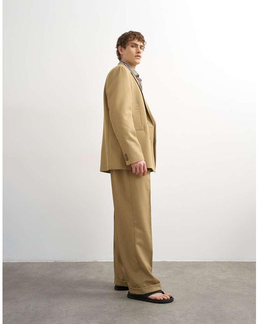 Topman Natural Relaxed Twill Suit Pants for men