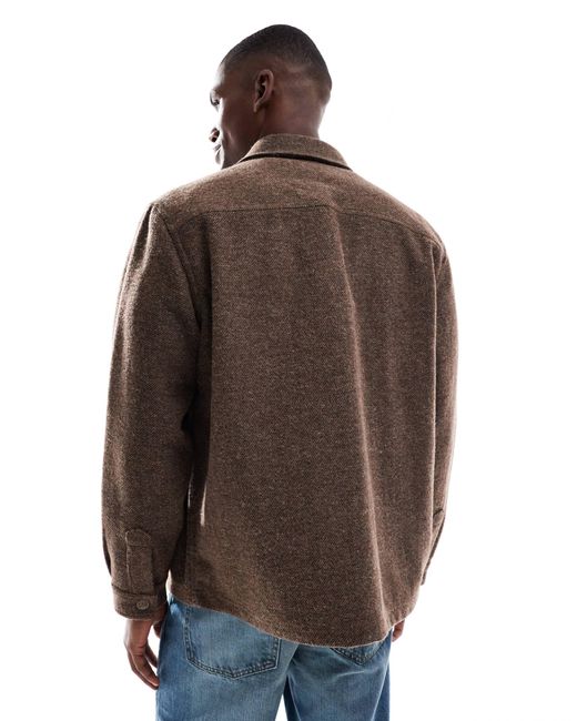 Lee Jeans Brown Wool Blend Brushed Overshirt for men