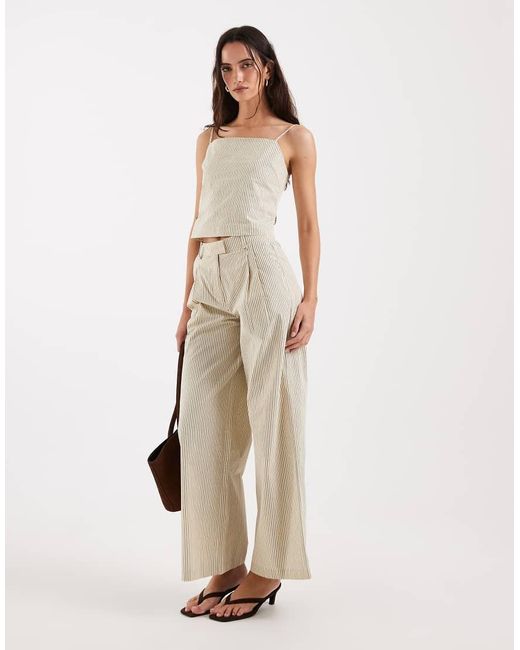 4th & Reckless White Soft Feel Square Neck Lace Back Detail Cami Top Co-Ord