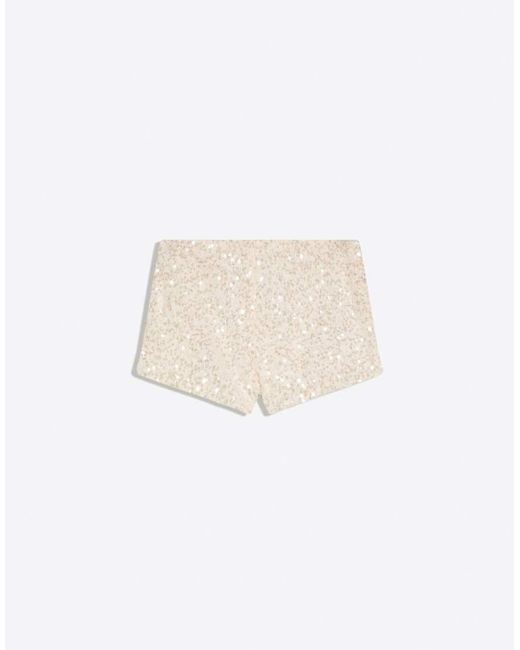 Bershka Red Sequinned Mini Shorts