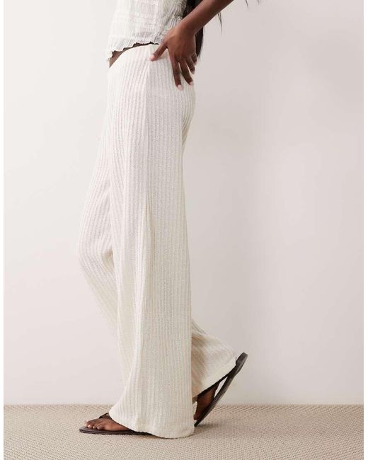 ASOS Natural Textured Knit Wide Leg Pants