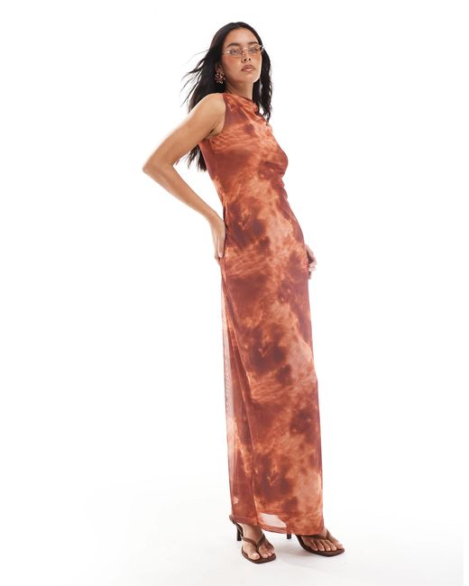 4th & Reckless Red – hochgeschlossenes, drapiertes maxikleid