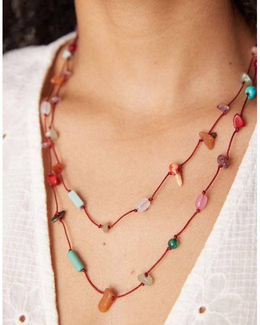 Collana Lunga Multifilo Rossa Con Dettagli Effetto Schegge di ASOS in Black
