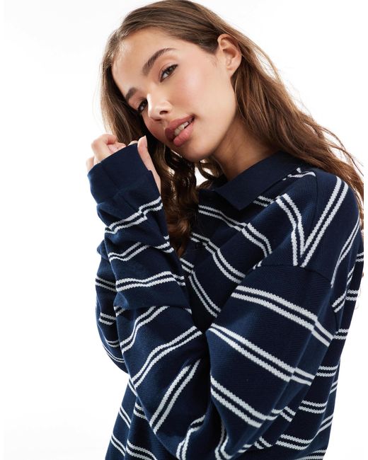 Dr. Denim Blue – reno – gestreiftes, lässig geschnittenes schlaf-oberteil