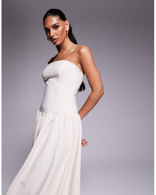 Kaiia Gray Exclusive Structured Bandeau Drop Waist Gathered Skirt Maxi Dress