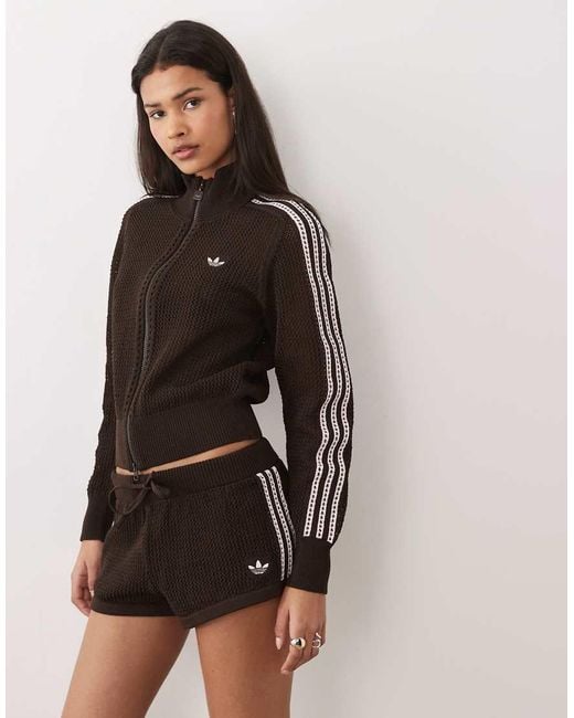 Adidas Originals Brown Knitted Crochet Firebird Track Top