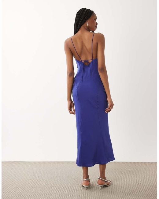 ASOS Blue Asos Design Tall Scoop Neck Bias Cut Midaxi Dress