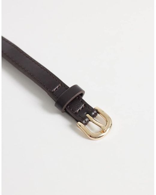 Mango Natural Faux Leather Slim Belt With Hardware Detailing