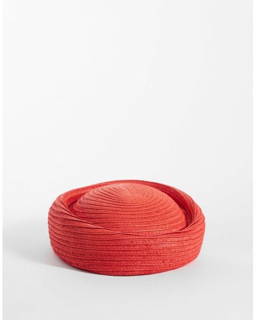 ASOS Red Straw Pillbox Hat