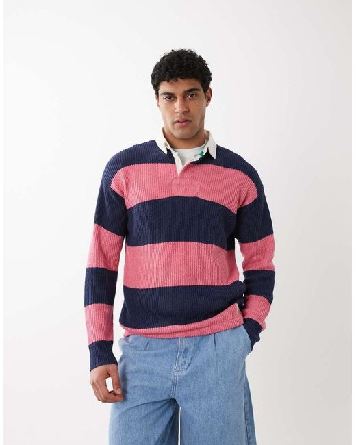 Polo Ralph Lauren Blue Icon Logo Rugby Jumper And Pink for men