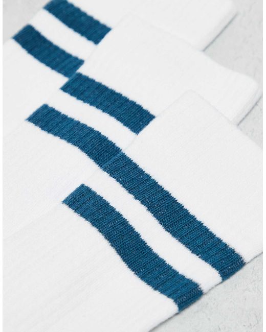4505 Blue 3 Pack 2 Stripe Crew Sock With Quick Dry