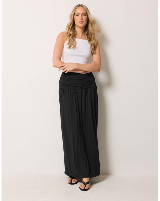Long Tall Sally Black Ruched Waist Maxi Skirt