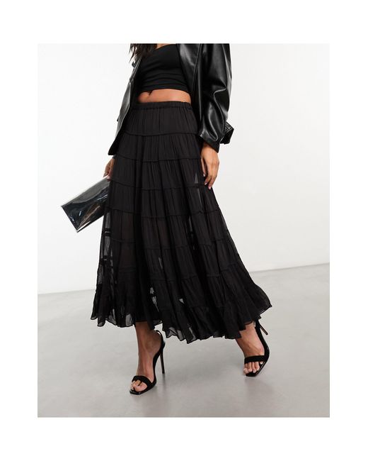 AllSaints Black Eva Midi Skirt