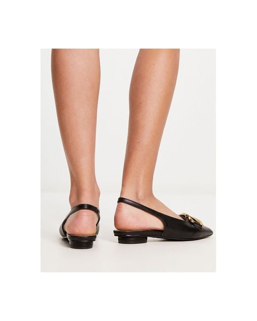 Raid Black Flat Shoes With Gold Buckle