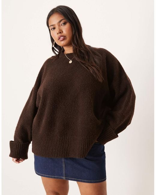 Pretty Lavish Curve Brown Camille Knit Sweater