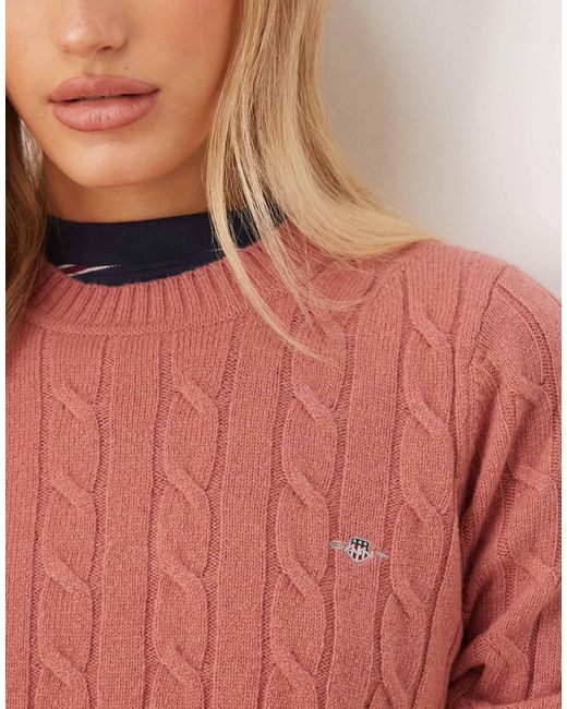 Pull en maille torsadée Gant en coloris Red