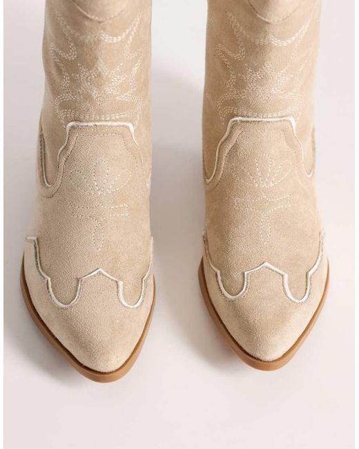 Glamorous Natural Low Ankle Cowboy Boots