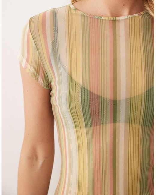 ASOS Multicolor Printed Mesh Top Green