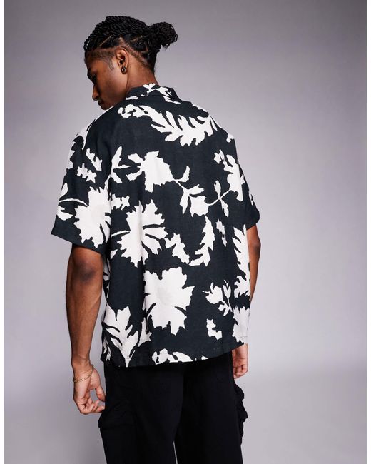 Bershka Blue Textured Printed Shirt for men