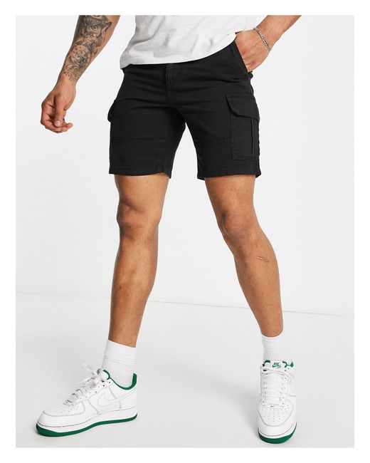 New Look Slim Fit Cargo Shorts in Black for Men Lyst