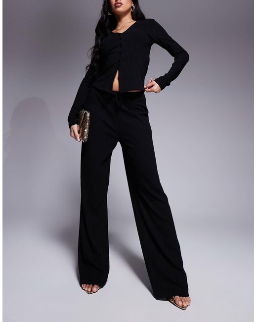 ASOS Black – gerippte hose mit weitem bein