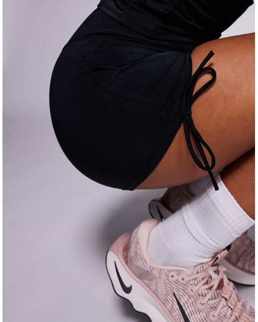 4505 Black Hourglass Ruched Side Tie Booty Shorts
