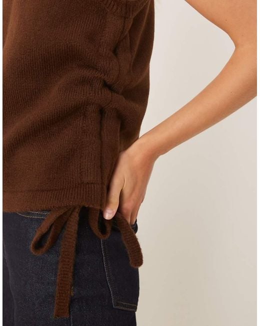ASOS Brown Knitted Tank With Ruching Detail