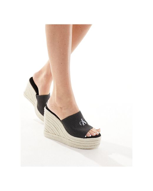 Calvin Klein Black – mehrfarbige sandalen zum hineinschlüpfen mit keilabsatz aus seilmaterial