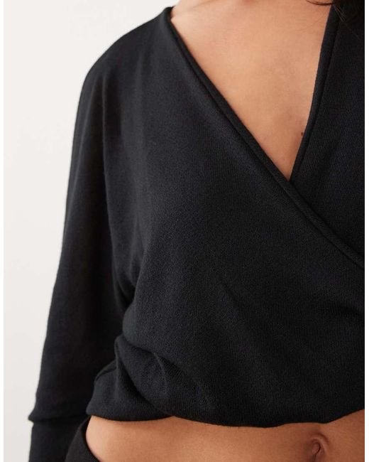 ASOS Black Modal Slouchy Twist Front Top